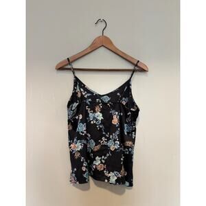 Y2K Satin Cami Tank Top Womens Size XS Floral 90s Dainty Cottagecore Feminine
